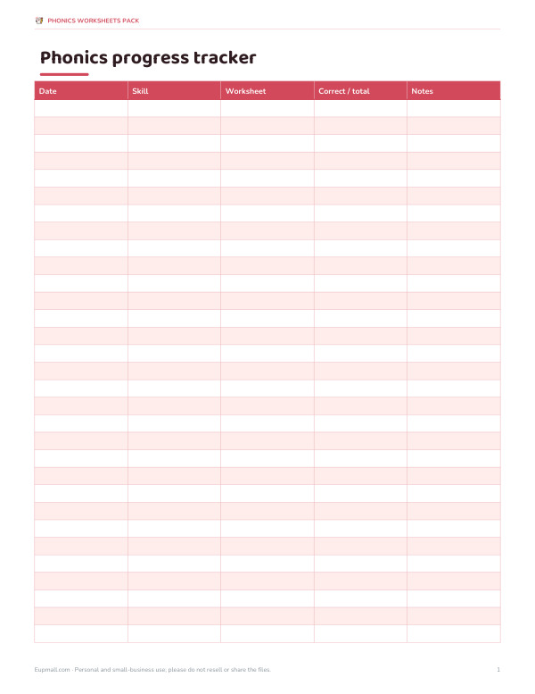 Preview of Printable Phonics Progress Tracker
